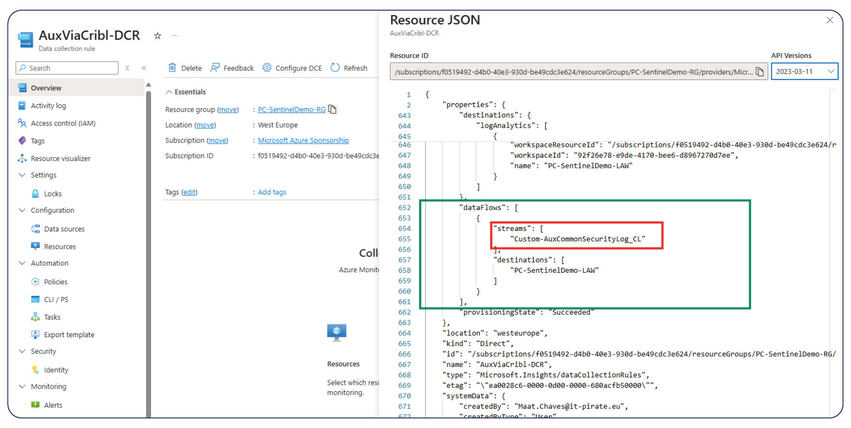 Here it is important to note the API version: we must use the 2023-03-11 version